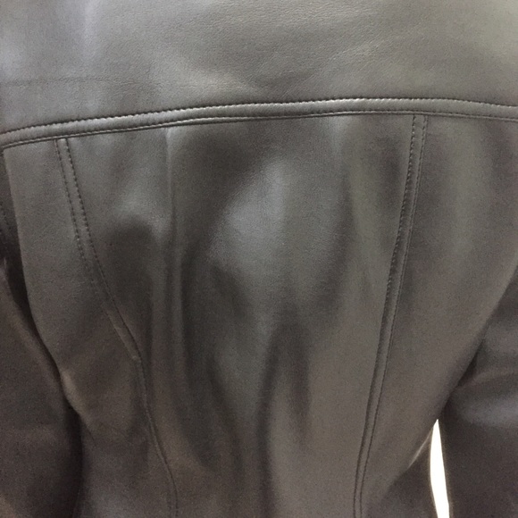 BB Dakota Vintage Faux Leather Jacket / Coat Silver Zip Up Detailing - Medium - Picture 6 of 7